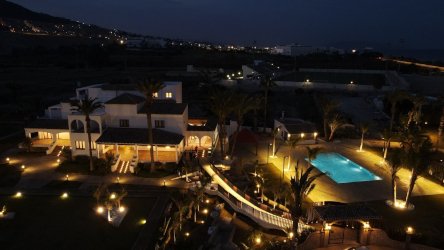 General aerial night view of the hotel